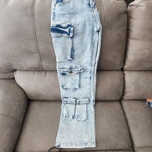 Fashion Nova Light Wash Cargo Jeans